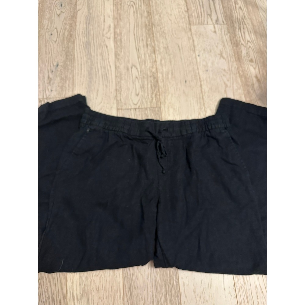 Old Navy Womens Black Linen Blend Drawstring Elastic Waist Jogger Pants Size M